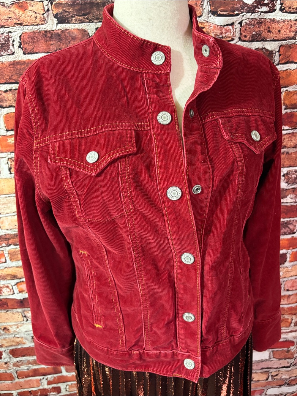 GAP Vintage Rich Red Corduroy Utility Jacket with Pockets Size Large